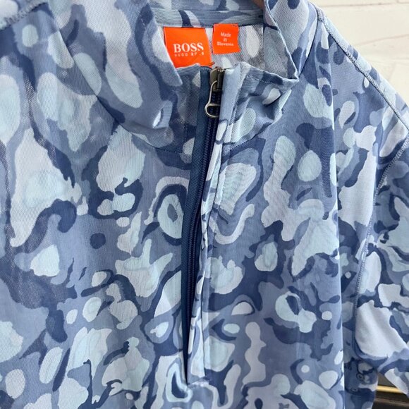 Abstract Pattern Hugo Boss Quarter Zip Nylon Short Sleeve Shirt Jacket - Picture 6 of 7